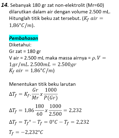 Contoh Soal Pembahasan Sifat Koligatif Larutan 14 Contoh Soal Pembahasan Sifat Koligatif Larutan 14