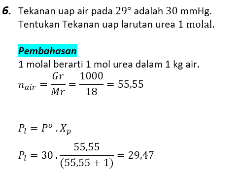 Contoh Soal Pembahasan Sifat Koligatif Larutan 6 Contoh Soal Pembahasan Sifat Koligatif Larutan 6