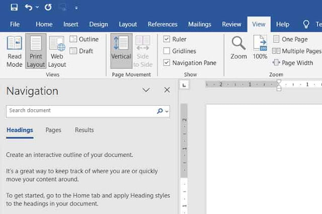lembar microsoft word menampilkan panel navigasi lembar microsoft word menampilkan panel navigasi